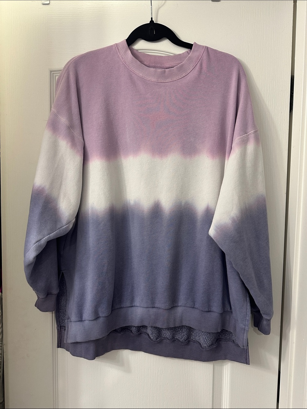 American Eagle Tie-Dye Crewneck Sweatshirt - Lavender, White & Dark Purple